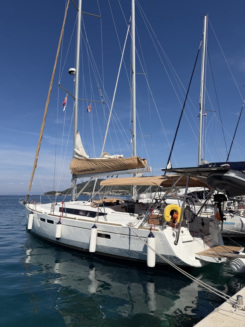 Everything Zen close side and stern view in clear marina water