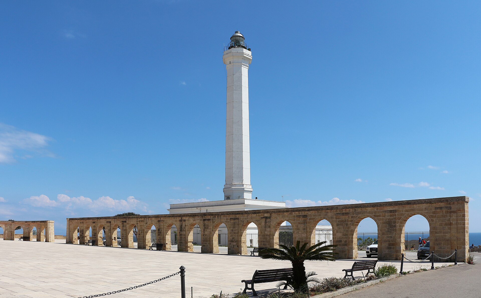 Santa Maria di Leuca lighthouse above the sea